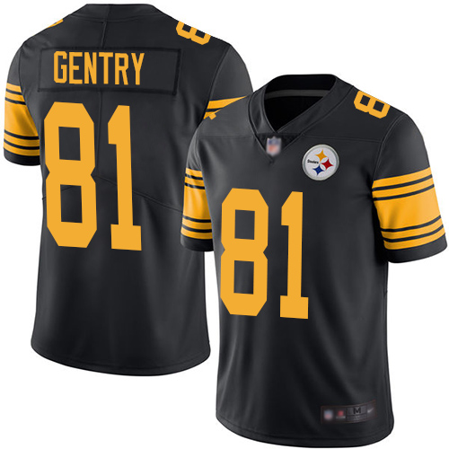 Youth Pittsburgh Steelers Football 81 Limited Black Zach Gentry Rush Vapor Untouchable Nike NFL Jersey